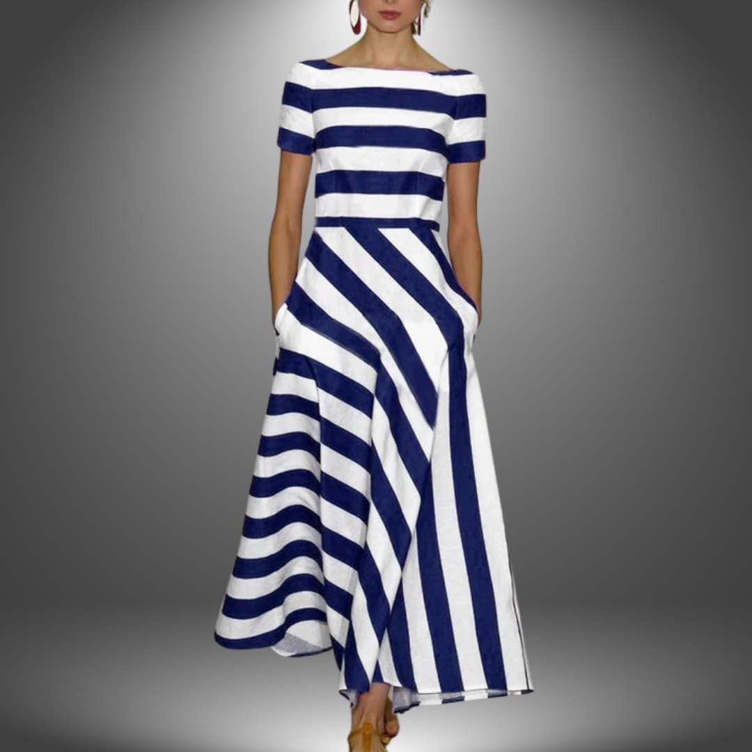 Nicole | Unique Handcrafted Long Striped Dress for Your Elegant Look